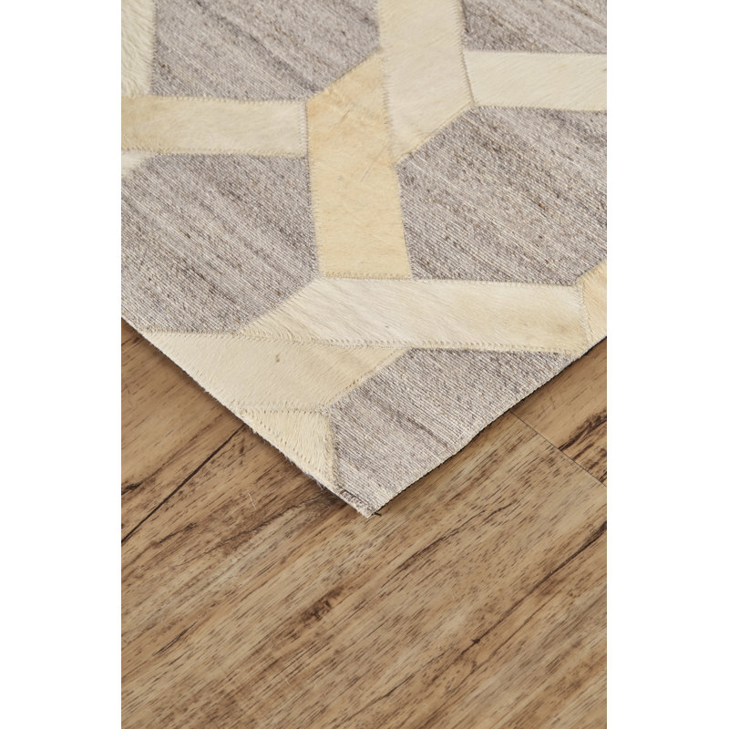 Tapis géométrique ivoire / argent Grossi, Rectangle 5 pi x 8 pi