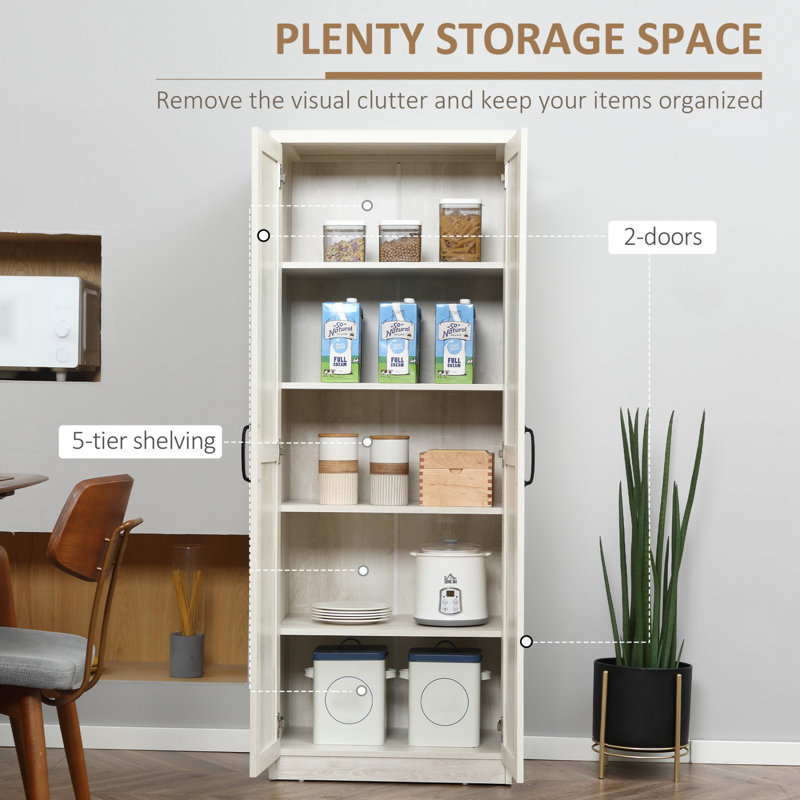 Antique White Recessed Panel Kitchen Pantry Cabinet