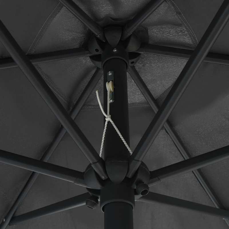 Parasol de patio extérieur en aluminium anthracite de 8,9 pi de diamètre, Anthracite