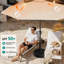 Parasol de patio en acier de 11 pi avec système de levage à manivelle et 6 parasols de table résistants et imperméables parfaits pour la piscine, la terrasse, la plage et le restaurant extérieur, beige-597736210