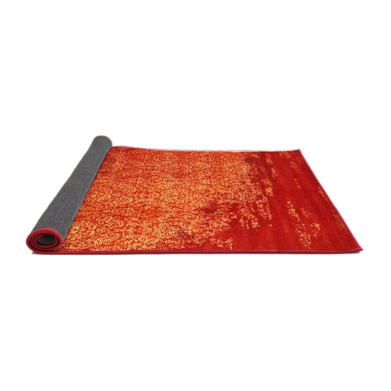 Tapis contemporain rouge / jaune Rosa, Rond 8 pi