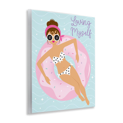 Loving Myself Girl in Pool Wall Plaque Art by Ilis Avilés