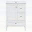 Meuble-lavabo autoportant avec lavabo, tiroirs et tablettes de rangement pour les petites salles de bain-126671661