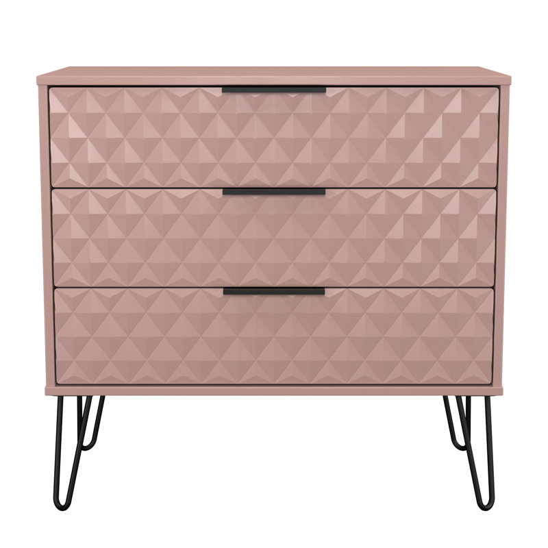 Talita 77cm W 3 - Drawer Chest of Drawers, Pink