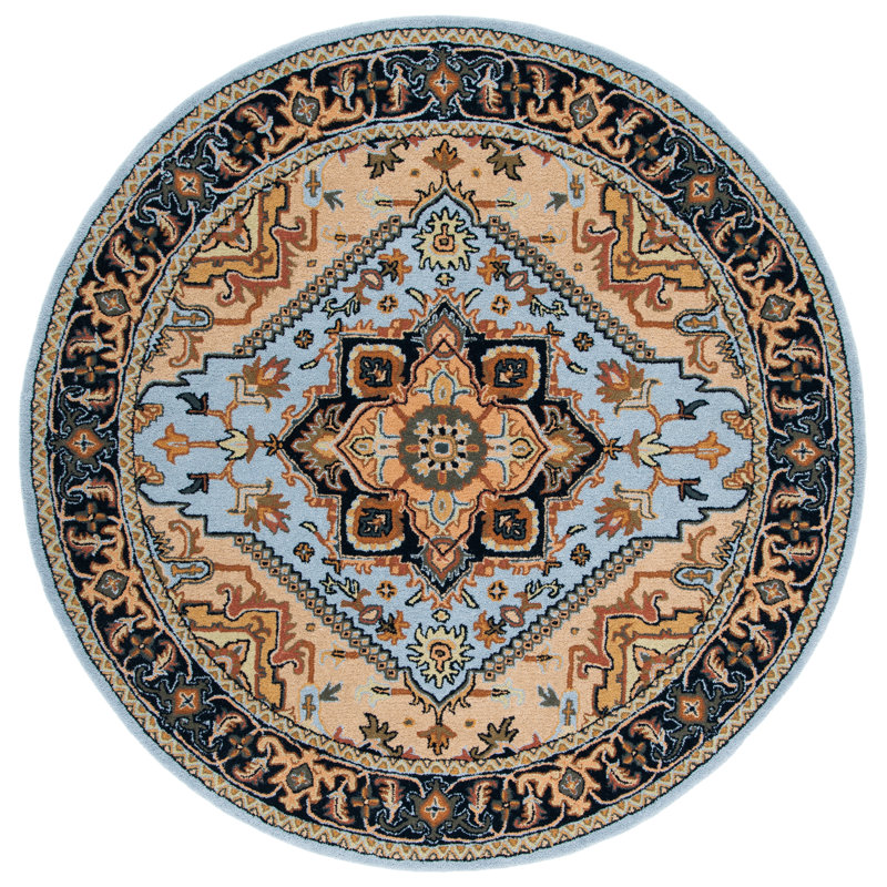 Tapis oriental en laine touffeté à la main Fleta, Rond 4 pi