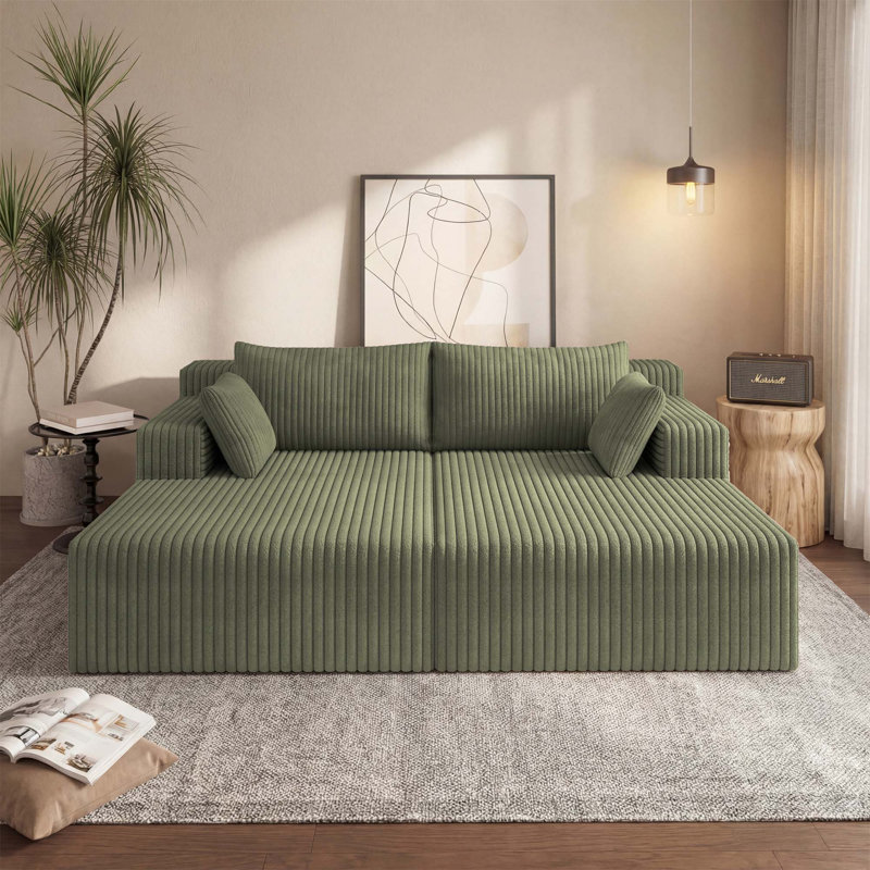 Canapé modulaire avec méridienne en forme de nuage, canapé modulaire moderne avec assise profonde, rembourré pour le salon et la chambre à coucher, aucun assemblage requis (tissu en velours côtelé moelleux)