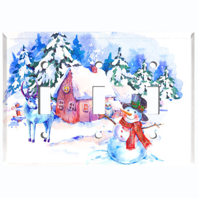 Plaque murale interrupteur à bascule 3 lumières Snow Man