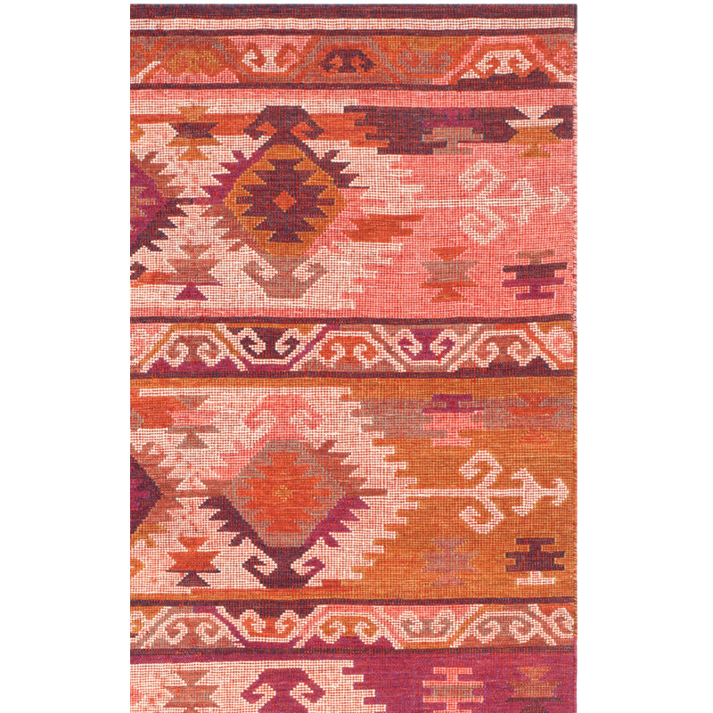 Tapis rose / rouge tissé à la main Elan, Rectangle 4 pi x 6 pi