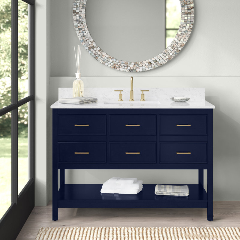 Ensemble de meuble-lavabo simple 48 po Sinclaire, Bleu