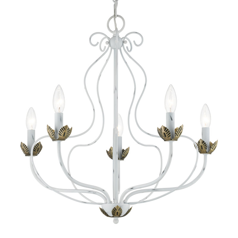 Lustre à intensité variable 5 lumières Bellamira, Blanc antique