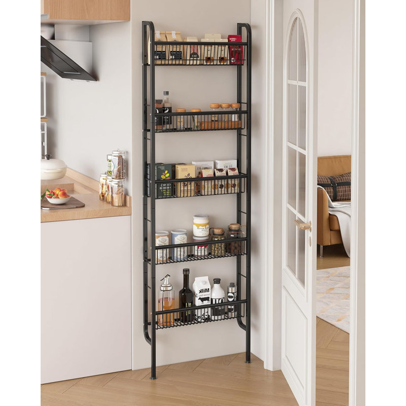 Behind The Door Bathroom Shelf Narrow 5-Tier, Space-Saving Slim Bathroom Storage Shelf Narrow Shelving Unit For Bathroom And Kitchen