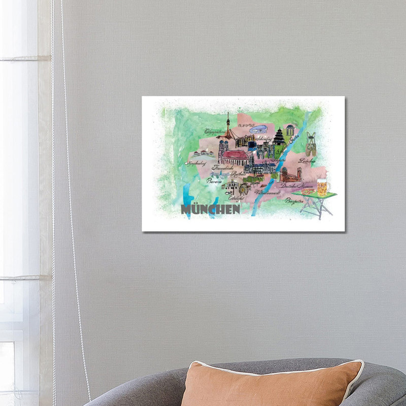 Muenchen, Bavaria, Germany Travel Poster by Markus & Martina Bleichner - Wrapped Canvas Gallery-Wrapped Canvas Giclée