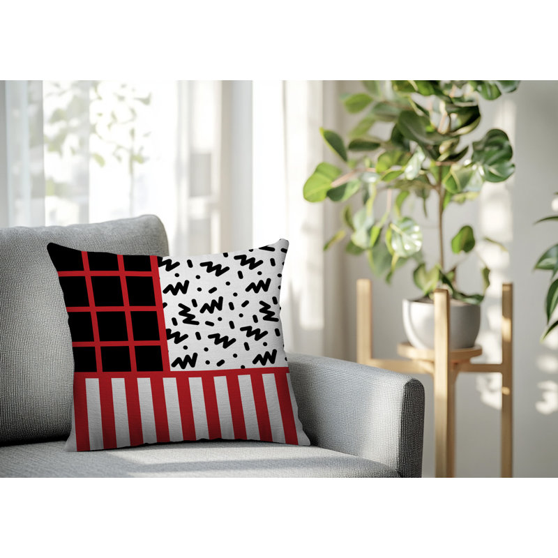 Oreiller carré réversible intérieur / extérieur Froza, Carré 18 po, Rouge