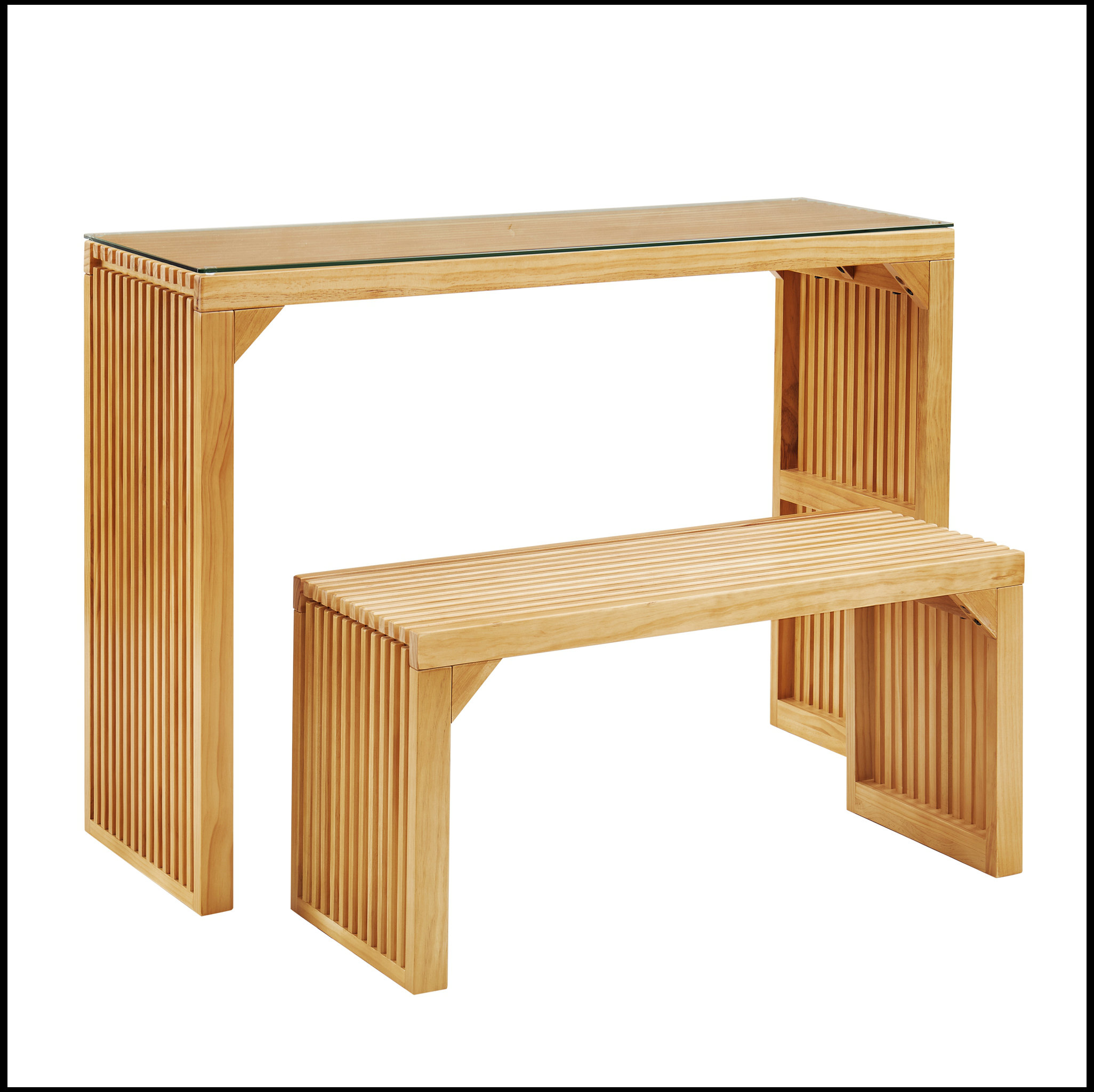 Wildon Home® Dining Bench and Table, Pine Indoor Wood Bench for