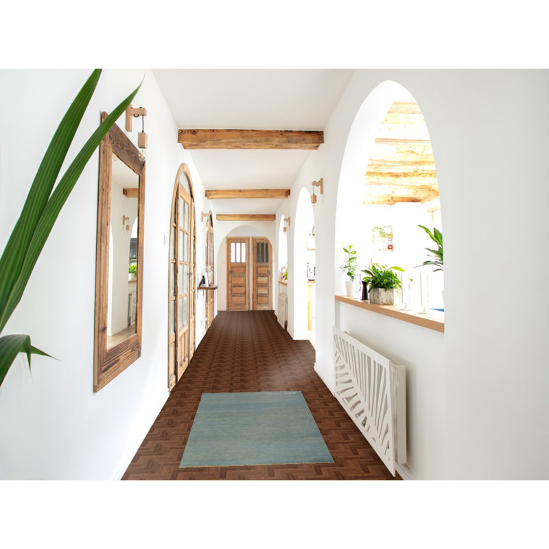 Tapis bleu et vert en laine Gabbeh