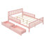 Lit plateforme en bois rose avec garde-corps aux accidents et espace de rangement-290961332-290961338