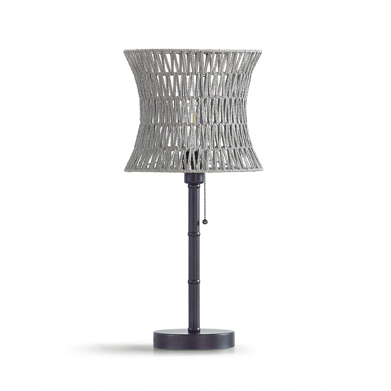 Lampe de table en rotin 26 po Bohol Bell, Bronze foncé