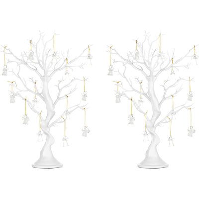 Artificial White Tree Branch for Christmas, 22.8 Inch, 2 Pcs Tall Manzanita Tree, Easy-Assembled Plastic Ornament Display for Wedding, Halloween, Easter, Event, Table Decor, with Gloves