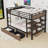 Metal Bunk Bed with Built-in Outlet and Extensive Storage-577917338