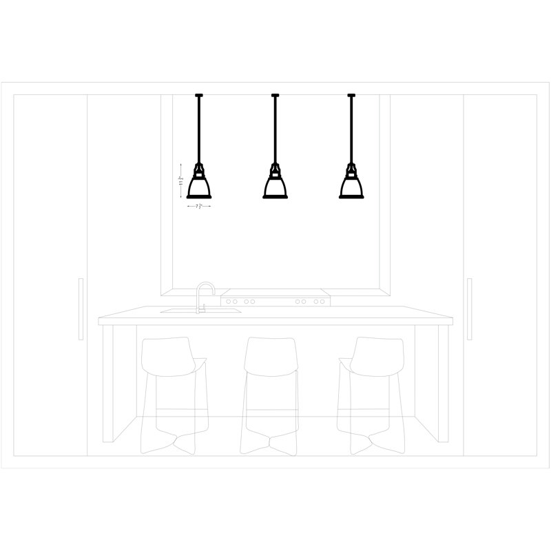 Midhurst 1 - Light Single Pendant, Oil Rubbed Bronze, 11.75" H x 7.5" W x 7.5" D
