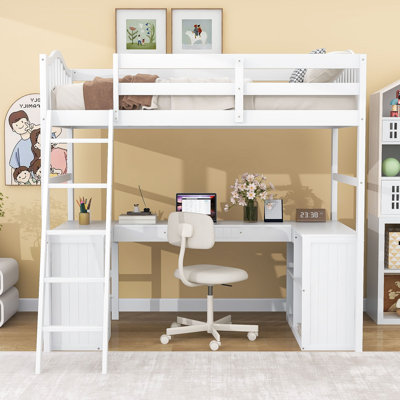 Edmea Kids Twin Loft Bed with Drawers