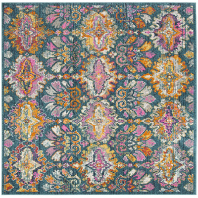 Christa Oriental Blue/Orange/Pink Area Rug