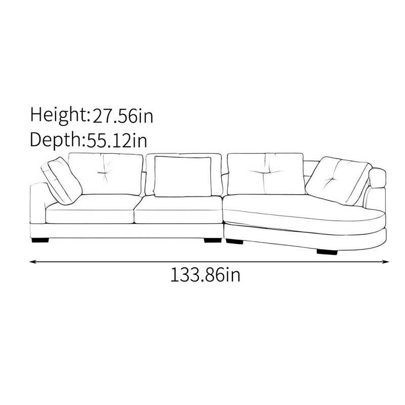Italian style solid wood sofa, 27.56" H x 133.86" W x 55.12" D, Army Green, 5