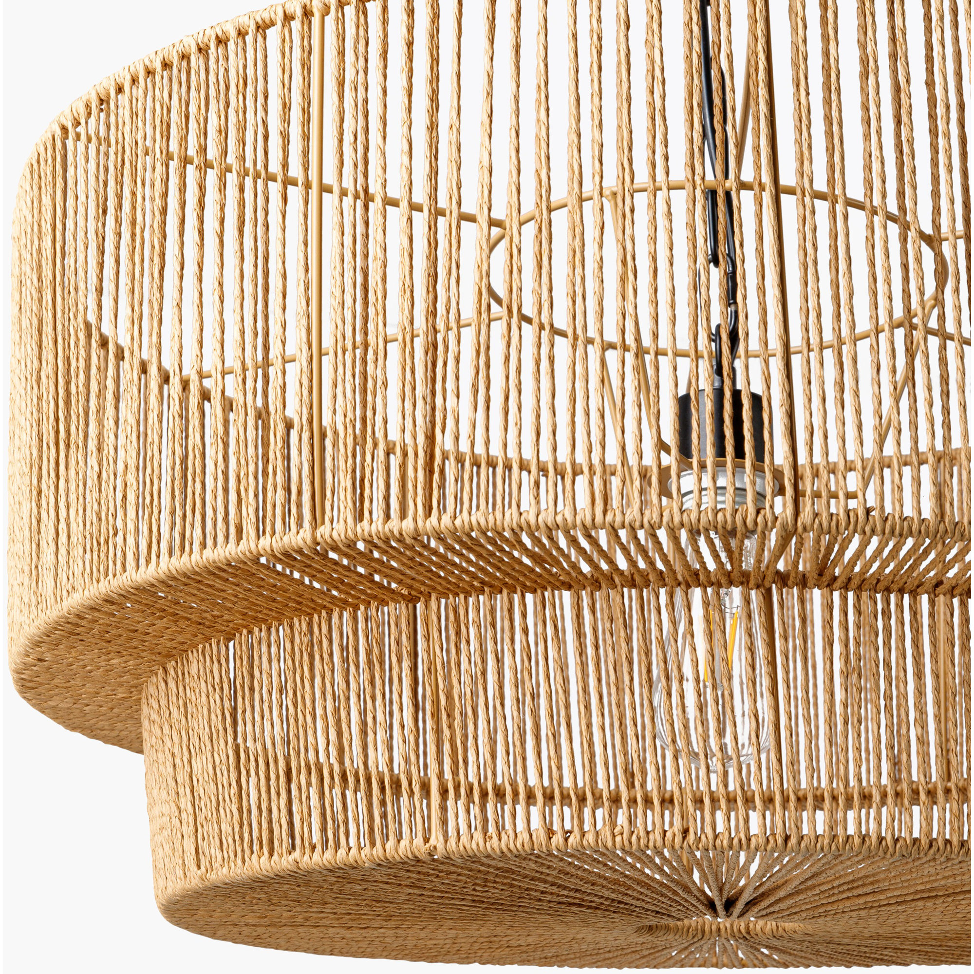 Devonya Single Light Paper Pendant, Black Natural Paper, 25" H x 25" W x 25" D