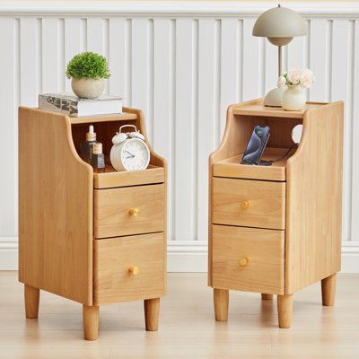 Table de bout en bois massif avec rangement