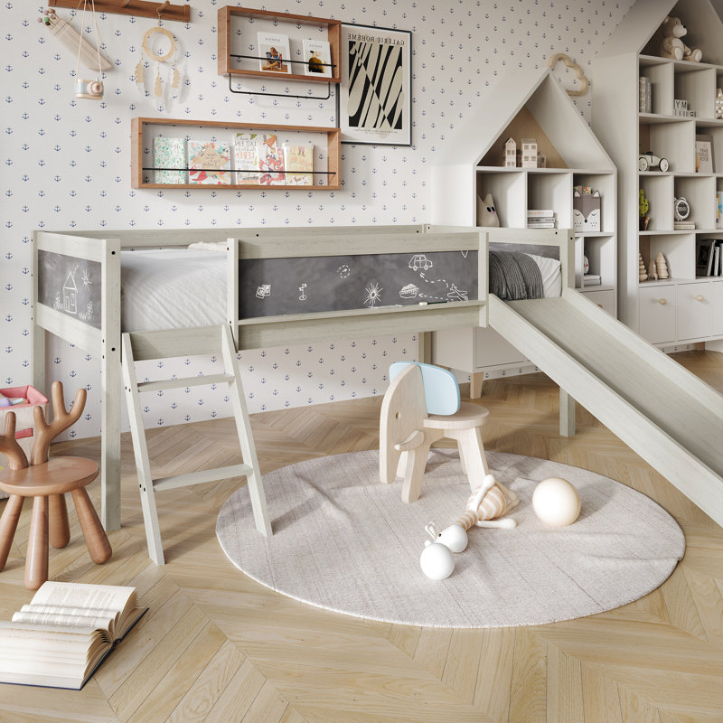 Airielle Kids Twin Loft Bed, Antique Gray