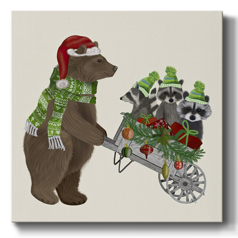 " Bear And Christmas Wheelbarrow "