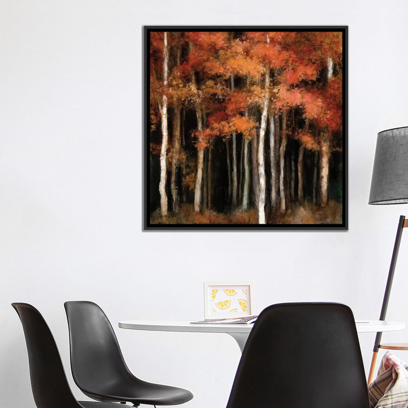 « octobres », reproduction d’impression sur toile tendue, H 18 po x l 18 po x P 1,5 po, Toile avec cadre noir, Pas de tapis