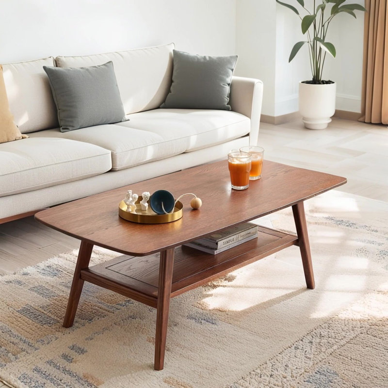 Coffee Table With 100% Solid Oak Wood Top