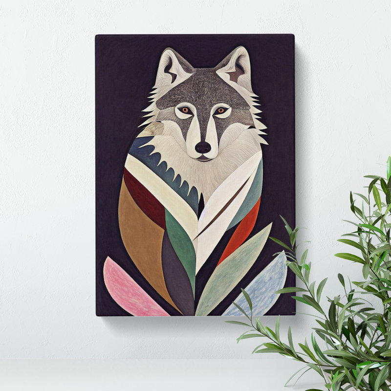 Abstract Wolf Art No.1 - Wrapped Canvas, 76cm H x 50cm W x 3cm D