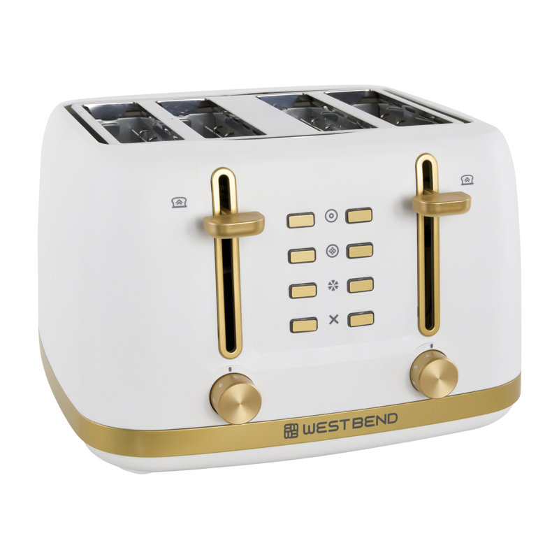 West Bend Timeless 4-Slice Toaster, in White/Gold, White