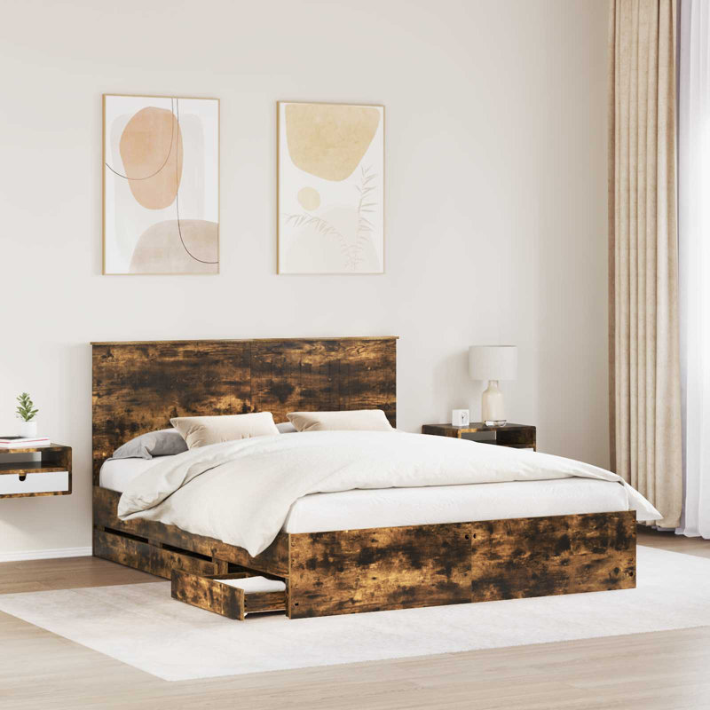 Bed, Smoked Oak, European Kingsize (160 x 200 cm)