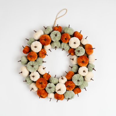 43cm Velvet Pumpkin Wreath