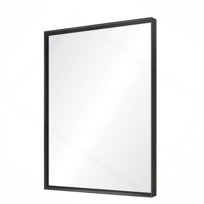 40"X30" Glossy Black Bathroom Mirrors For Wall Rectangle Vanity Mirror Corner Hangs Farmhouse Mirror Modern Metal Framed Rectangular Mirror, Decorative Square Corner Mirror(Horizontal & Vertical)