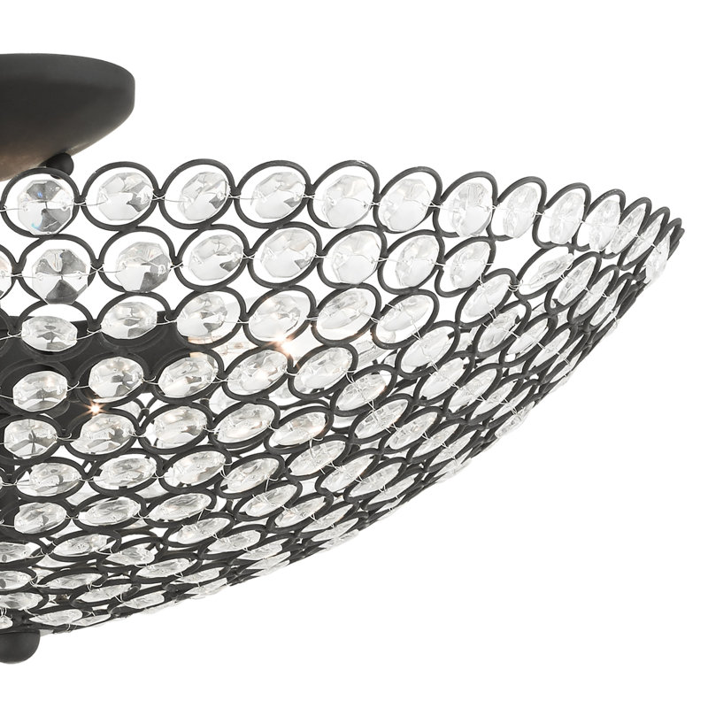 Plafonnier semi-encastré 19,75 po Ludie, Noir, 19.75"