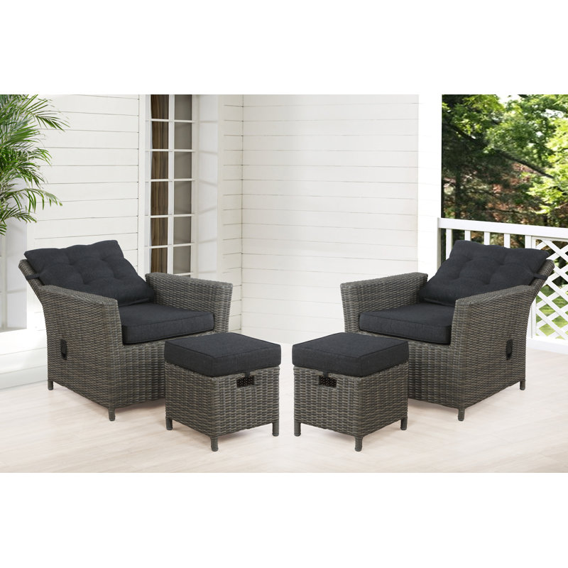 Wicker Outdoor Lounge Chair with Ottoman