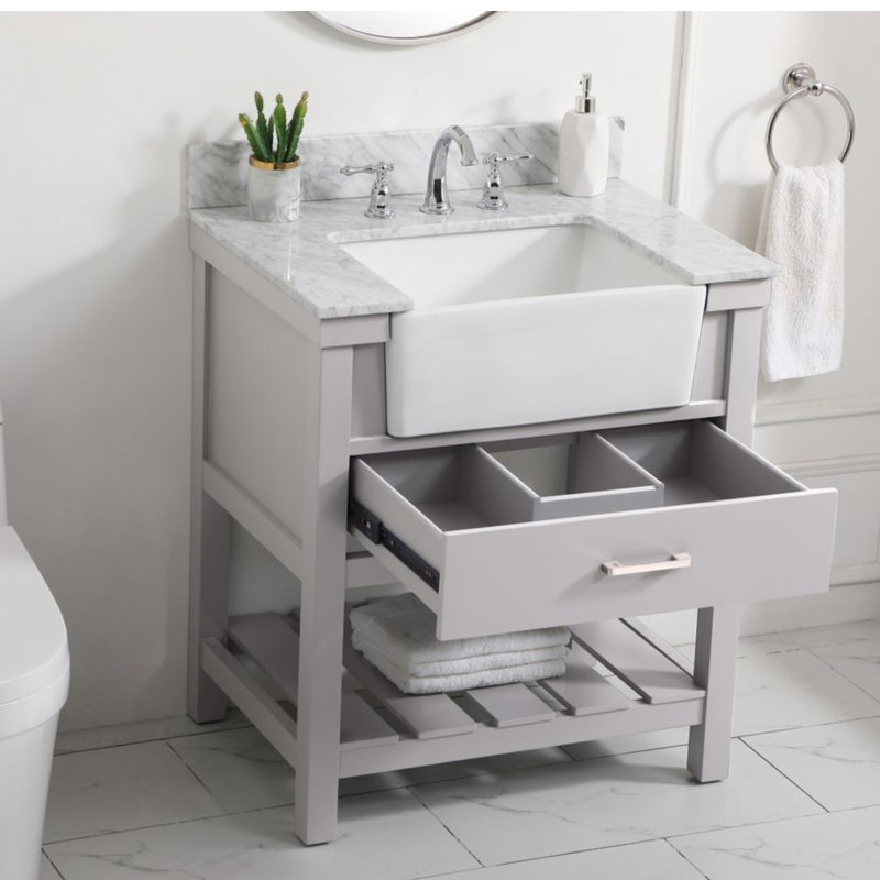 Meuble-lavabo simple 30 po Pelaghia, Gris