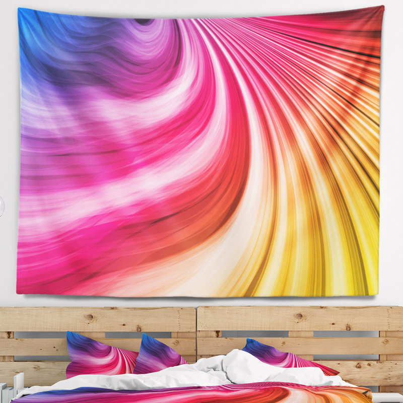 Tapisserie abstraite de vagues colorées, H 50 po x l 60 po