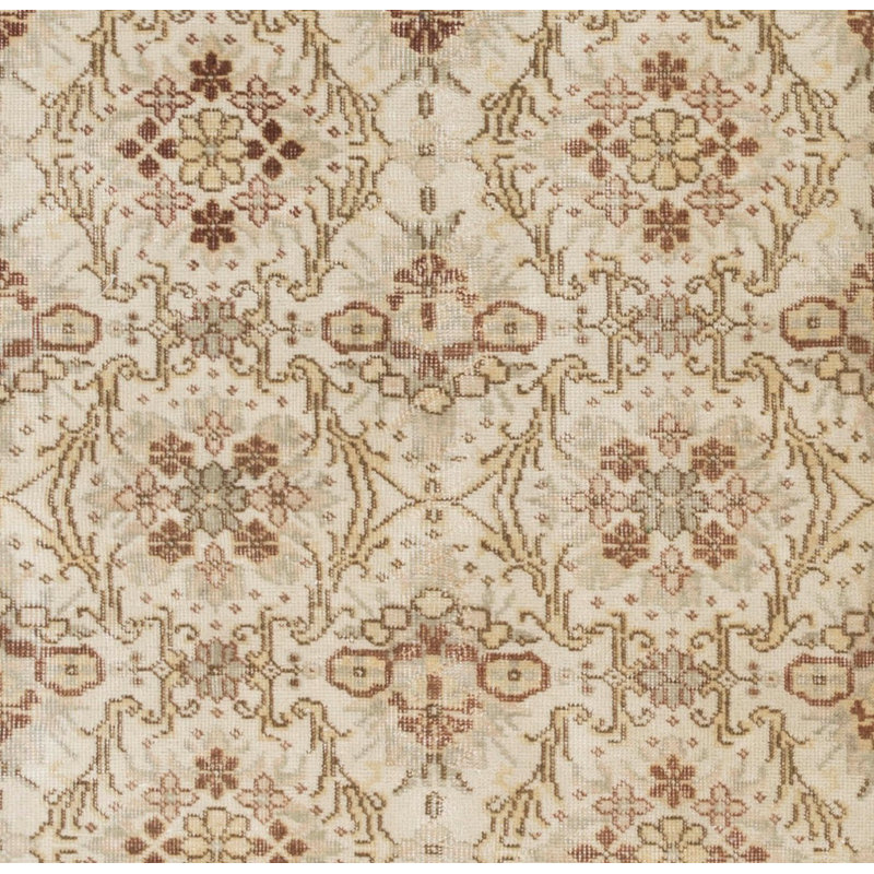 Tapis turc Oushak rétro noué à la main à motif floral