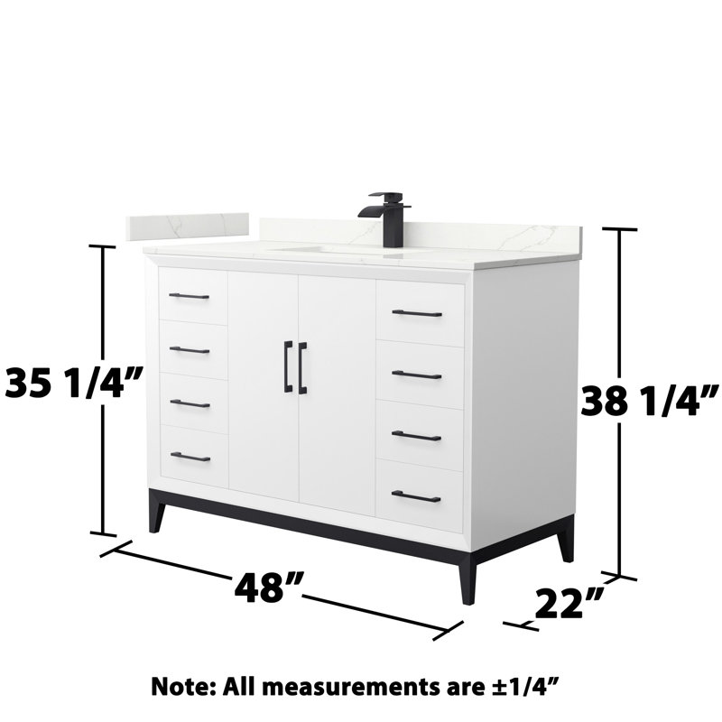 Single Vanity, Giotto Quartz, 48", Satin Bronze
