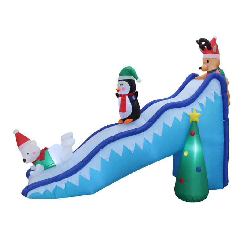 Décoration de jardin gonflable 9 pieds avec ours polaire, pingouin et renne