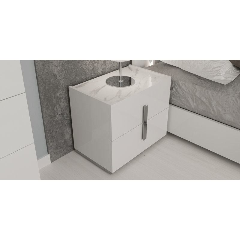 Luna Marble-Top Modern Nightstand