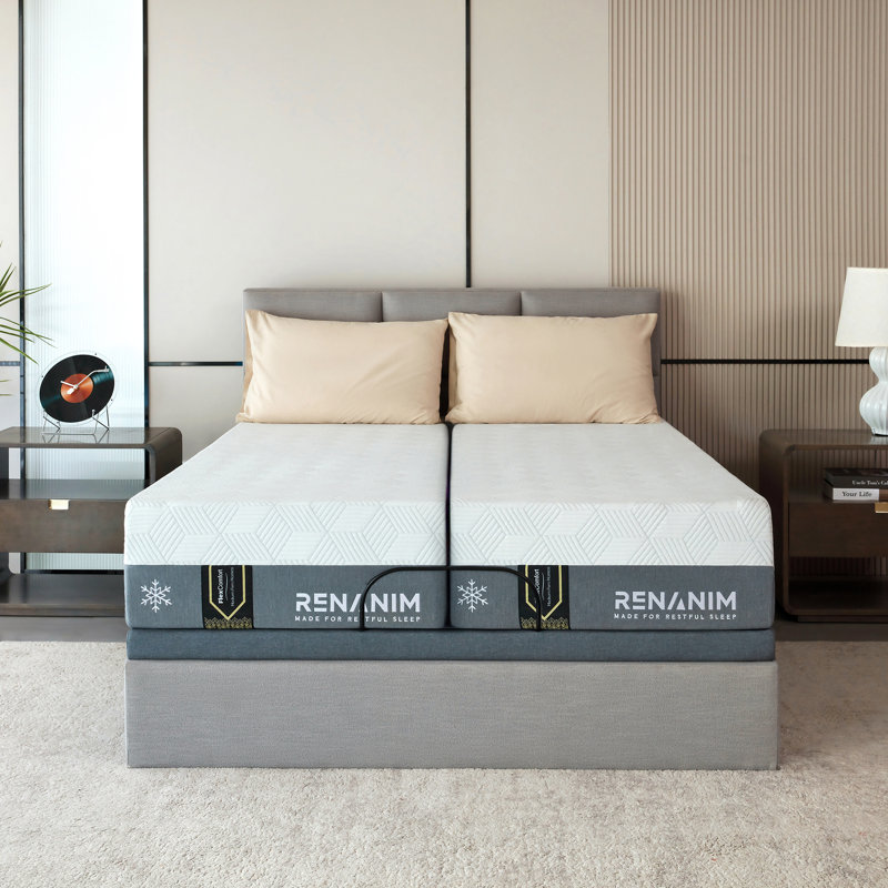 Matelas en mousse viscoélastique imprégnée de gel Renanim, Split King, 10