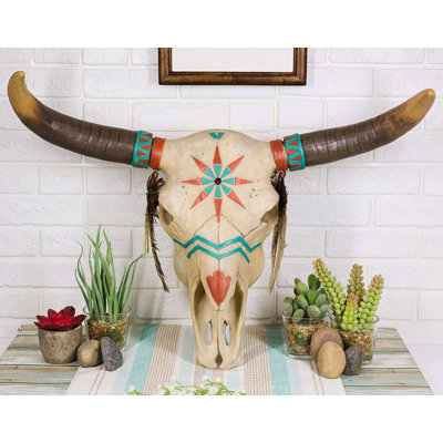 Union Rustic Large 22,25 po de large Native Spirit Sun Dreamcatcher American Buffalo Bull vache bovin crâne tête de mort murale décorative Sculpture plaque bison bouvillon figurine trophée taureaux