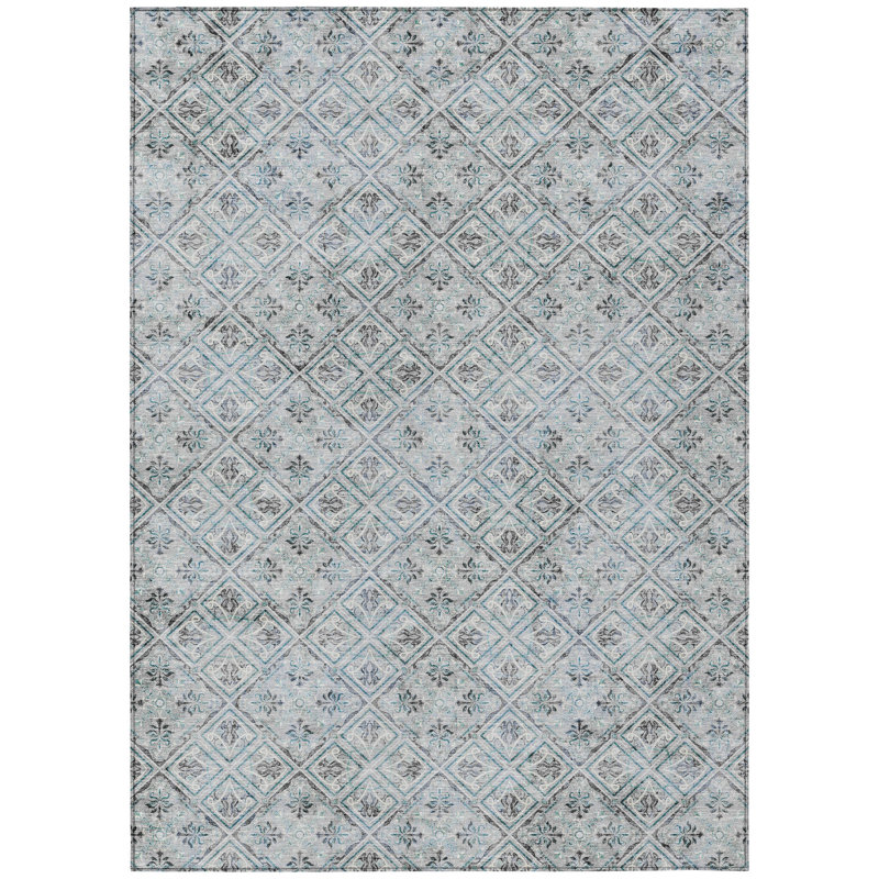 Machine Washable Indoor/Outdoor Chantille ACN2692 Casual Rug, Silver, 3' x 5'