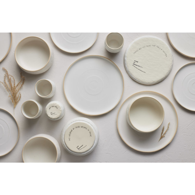 Service de table 16 pièces Shosai Stone by Mercer Project, Blanc moucheté